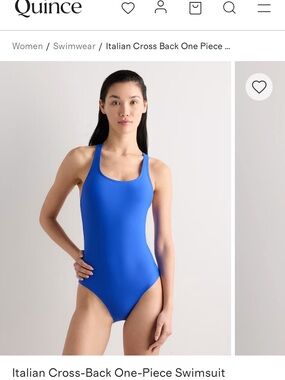 Quince Women's Italian Cross-Back One-Piece Swimsuit in Bright Blue